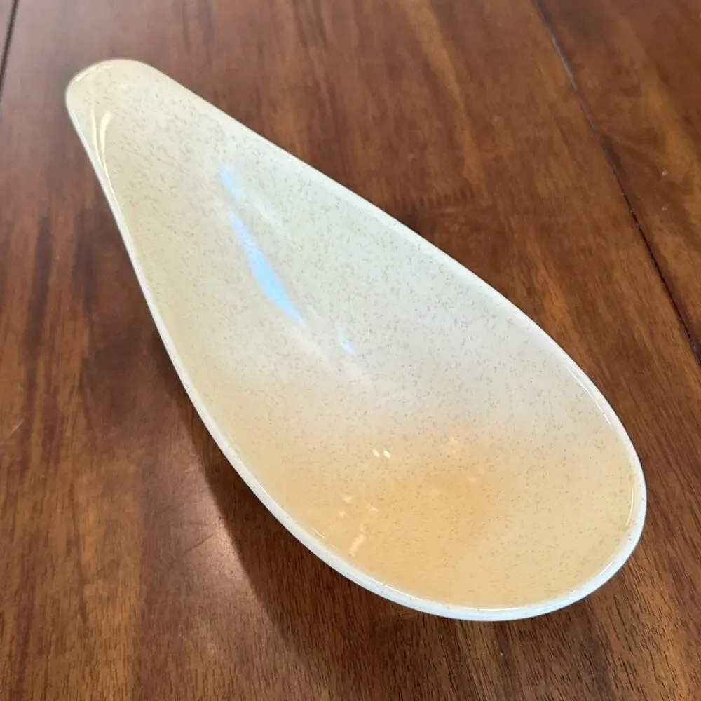 Metlox Poppytrail Mid Century Speckled Freeform Yellow Gravy Boat Serving Dish